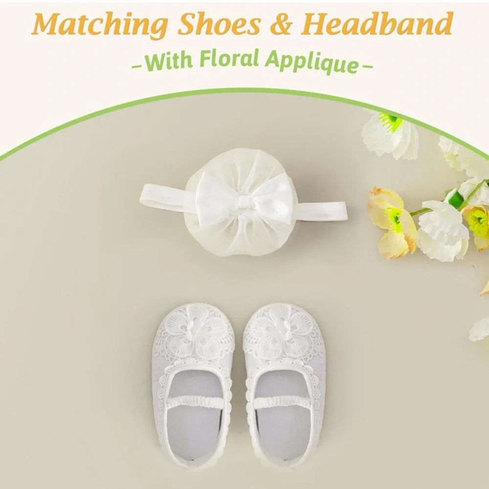 🍓$5 Pick!🍓 Booulfi Baby Girl Baptism Flower Girl Christening 3 Piece Set